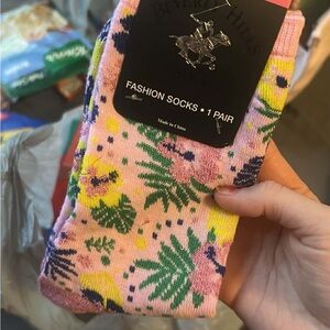 Beverly Hills Polo Club Pink Fashion Socks NEW